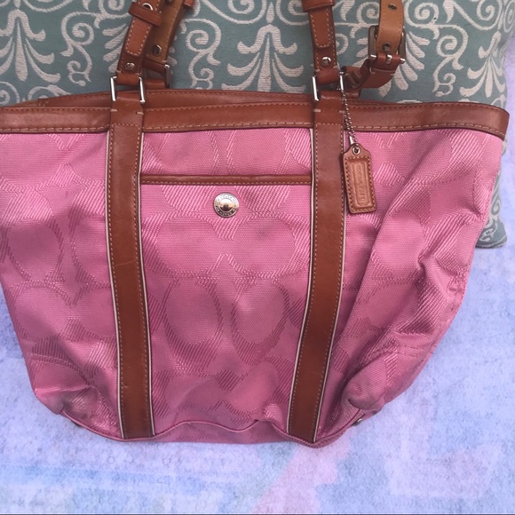 Coach Bags Coach Bag Pink With Brown Leather Poshmark